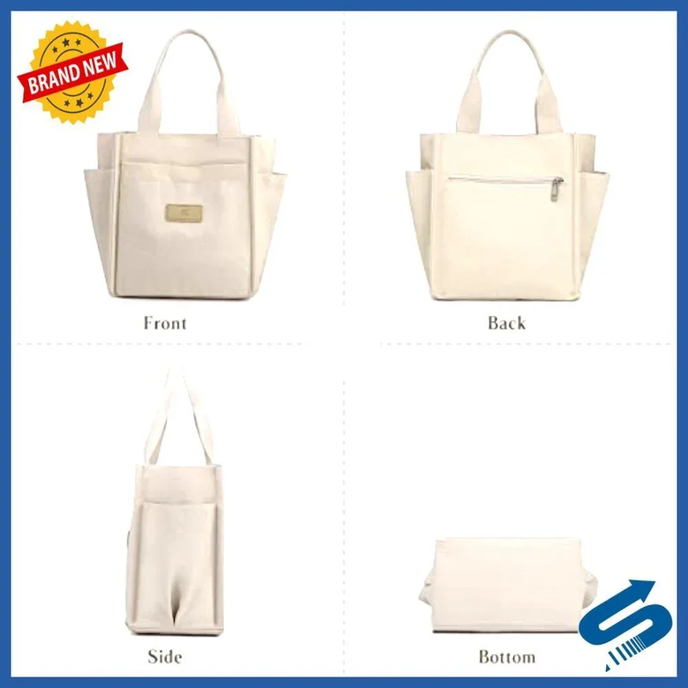 Canvas Tote Bag Casual Shoulder Handbag Vintage Minimal Chic Large Capacity